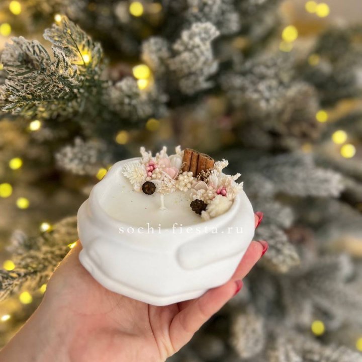 Свеча ароматическая в гипсе Руки с корицей в Улан-Удэ