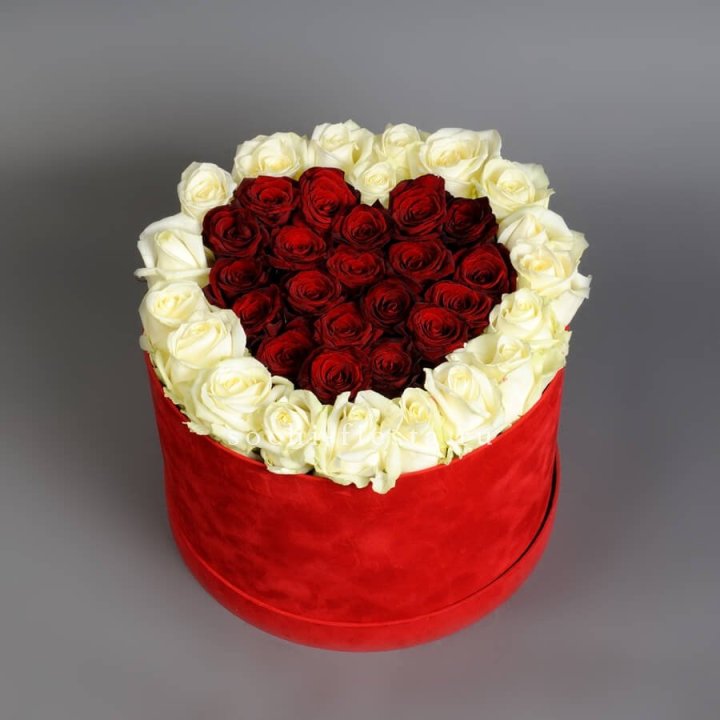 39 красных и белых роз в цилиндре в Улан-Удэ