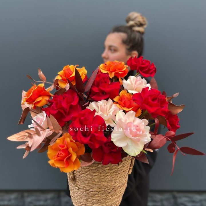 Авторский бокс "Роксана" в джутовом кашпо в Улан-Удэ