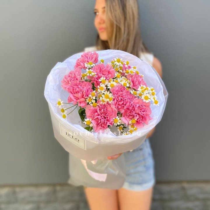 Дуобукет диантусов и ромашек в Улан-Удэ