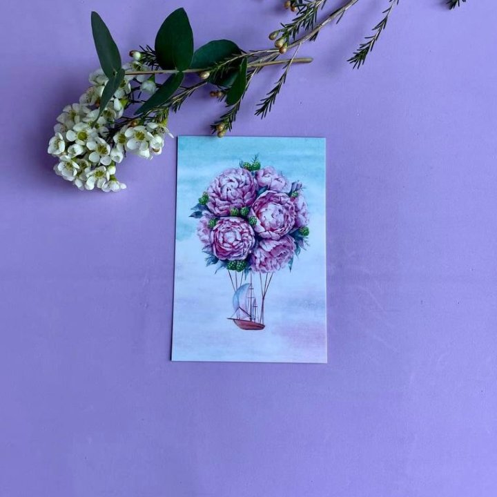 Открытка к букету "Пион" в Улан-Удэ