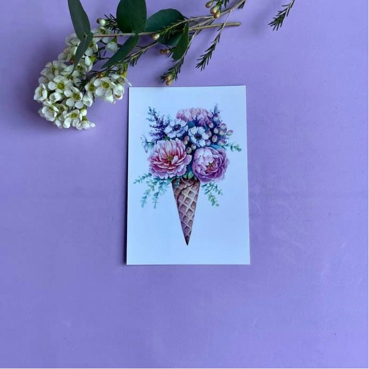 Открытка к букету "Цветочно-кремовый" в Улан-Удэ