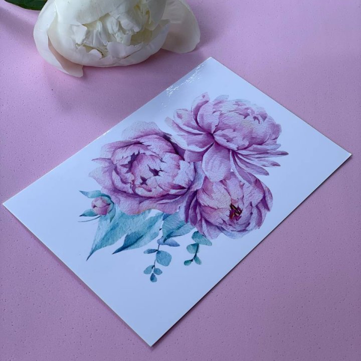 Открытка к букету "Пионы" в Улан-Удэ