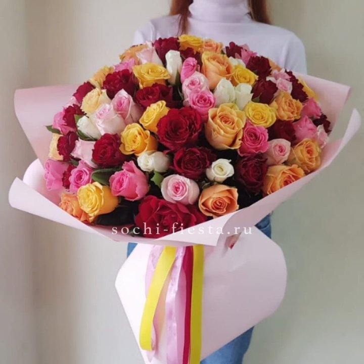 101 роза Кенийский микс "Нежность" в Улан-Удэ