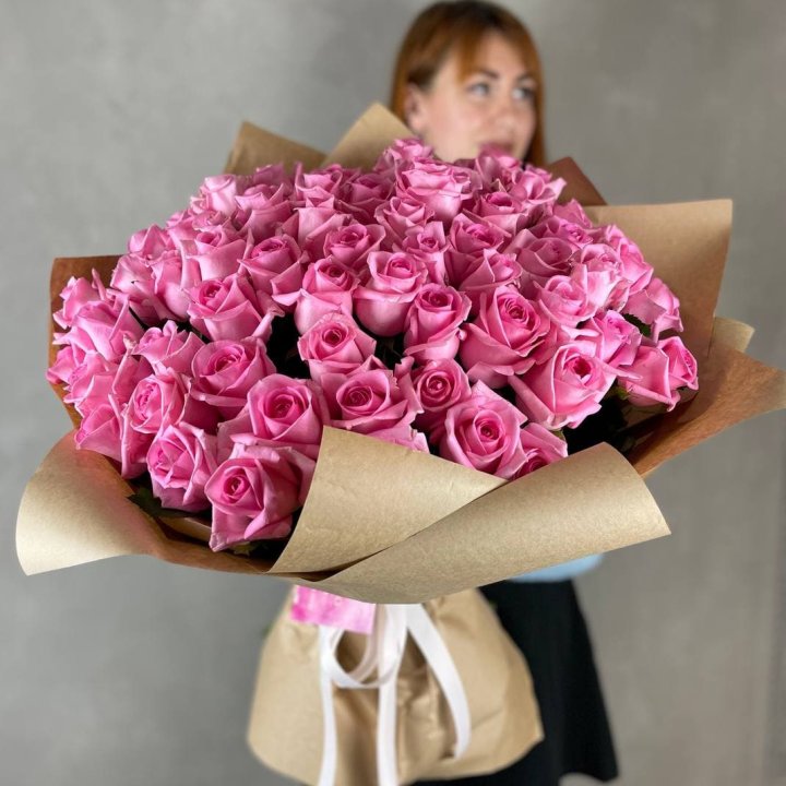 101 розовая роза в Улан-Удэ