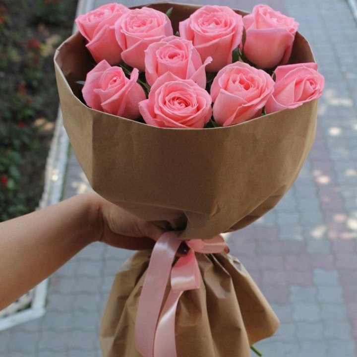 9 розовых роз в Улан-Удэ