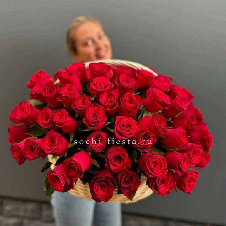 101 красная роза в корзине   в Улан-Удэ