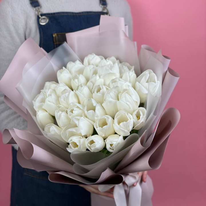 Букет белых тюльпанов "Пур-пур" в Улан-Удэ